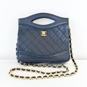 Vintage Chanel 31 Quilted Lambskin Mini Shoulder Bag – Navy with Gold Hardware
